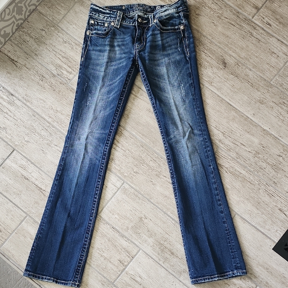 Blue Boot Cut Jeans with Flared Style 33 Inch Inseam